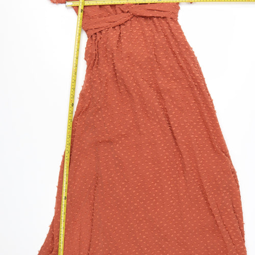 ASOS DESIGN Women’s Brown Midi Wrap Dress Size 10 Flutter Sleeves