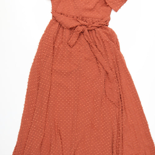 ASOS DESIGN Women’s Brown Midi Wrap Dress Size 10 Flutter Sleeves