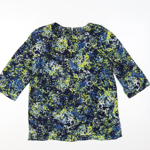 Warehouse Women's Multicoloured Size 12 3/4 Sleeve Tunic Blouse