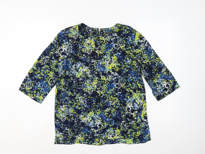 Warehouse Women's Multicoloured Size 12 3/4 Sleeve Tunic Blouse