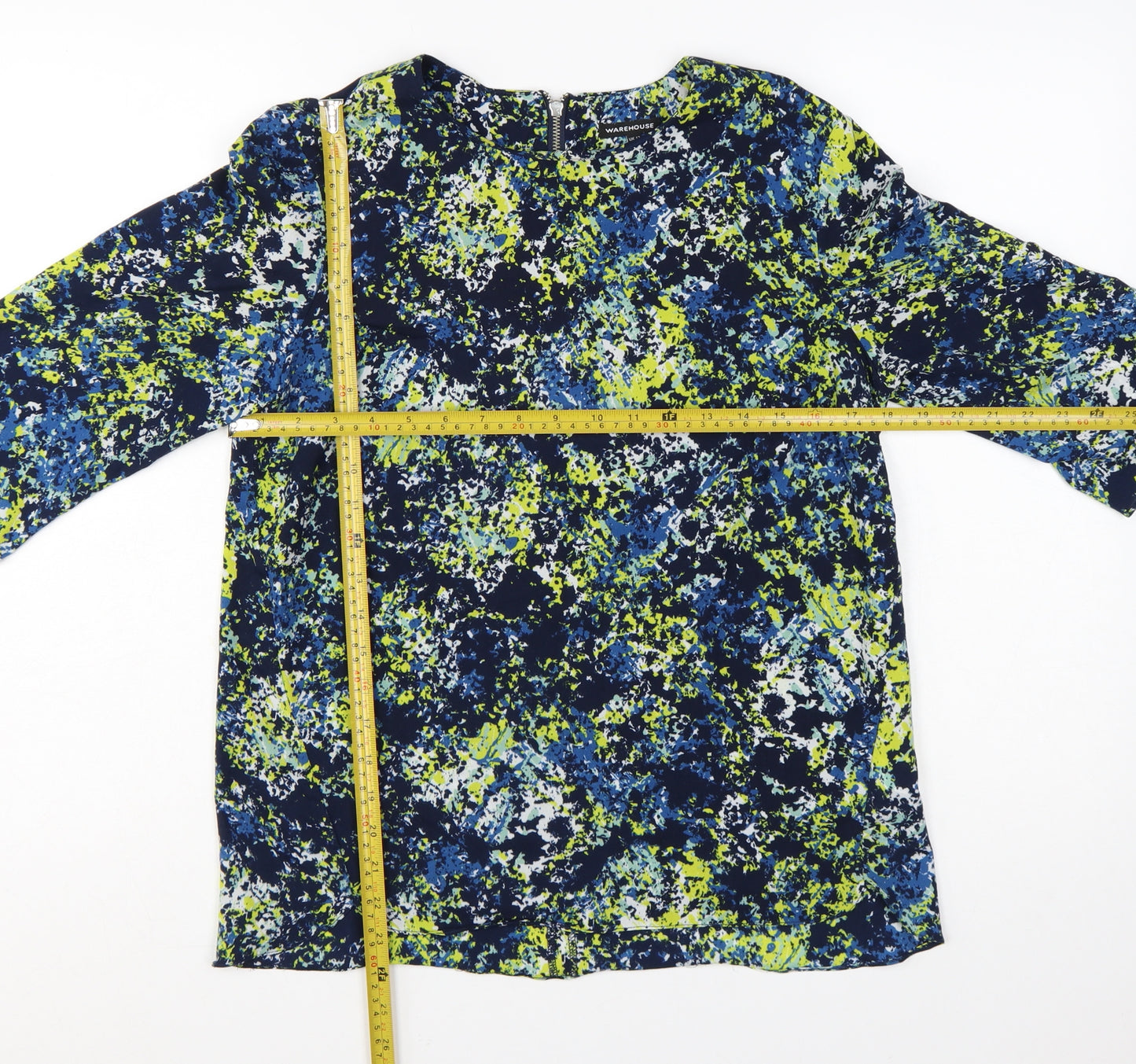 Warehouse Women's Multicoloured Size 12 3/4 Sleeve Tunic Blouse