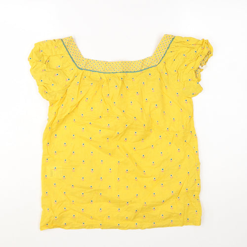 Denim Co Womens Yellow Floral Tunic Blouse Size 8 Short Sleeve