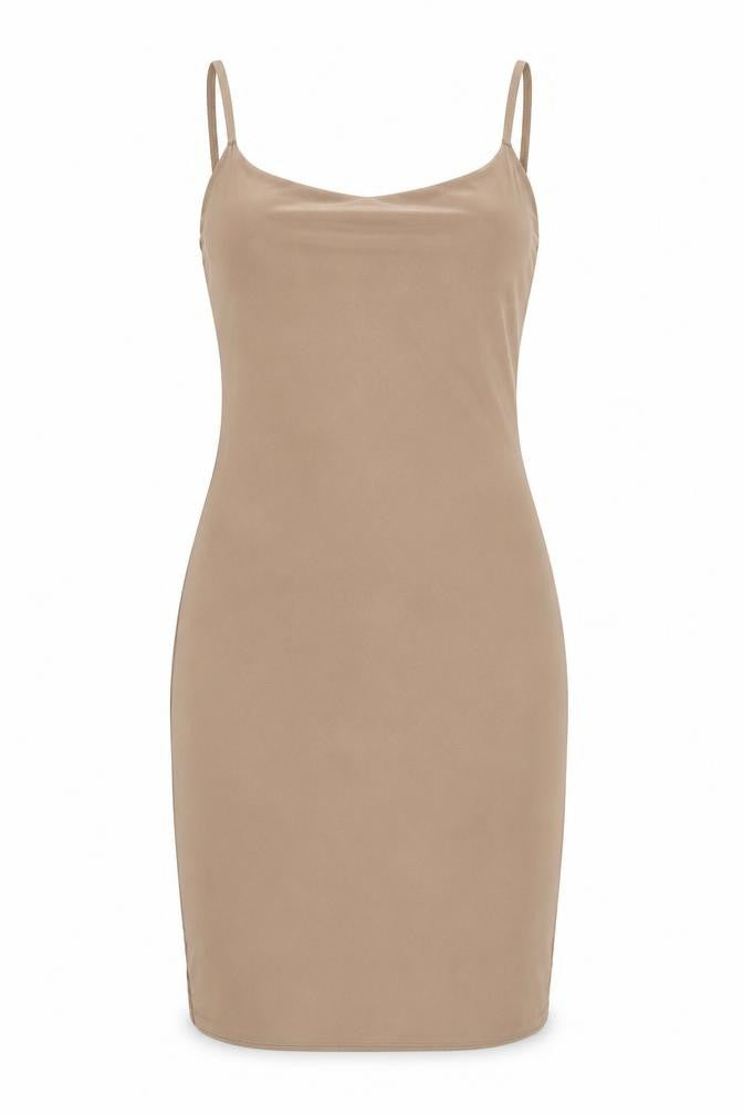 Missguided Women’s Beige Slip Dress Size 8 Sleeveless Scoop Neck