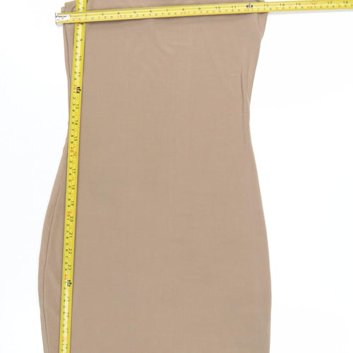 Missguided Women’s Beige Slip Dress Size 8 Sleeveless Scoop Neck