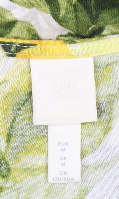 H&M Women’s Lemon Print Playsuit Green Yellow Size M Cotton Summer