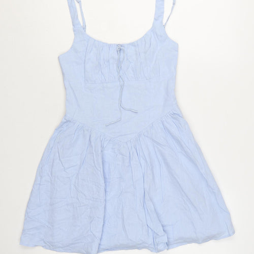 Bershka Women Blue Short Slip Dress Summer Size S