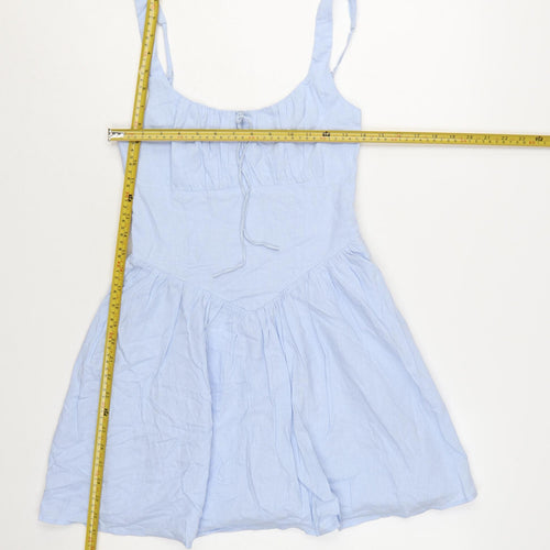 Bershka Women Blue Short Slip Dress Summer Size S