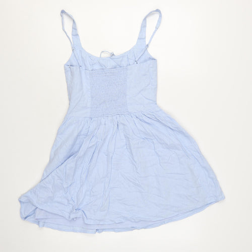 Bershka Women Blue Short Slip Dress Summer Size S