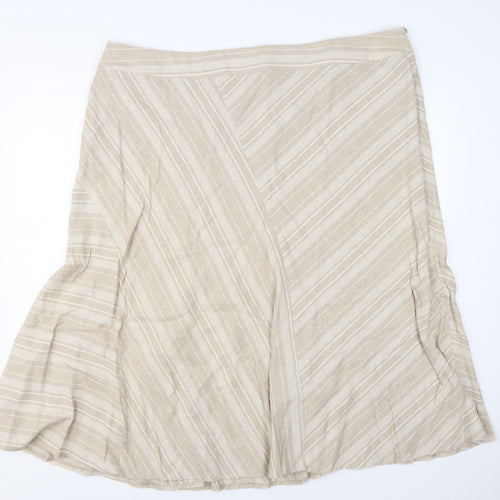 Bonmarché Women’s Beige Linen Blend A-Line Knee Length Skirt Size 24