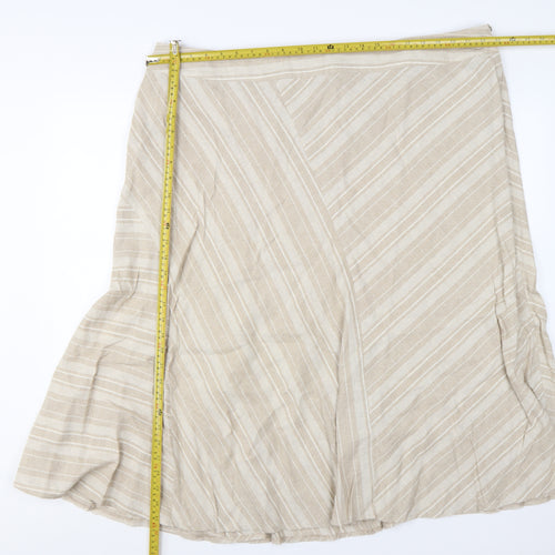 Bonmarché Women’s Beige Linen Blend A-Line Knee Length Skirt Size 24