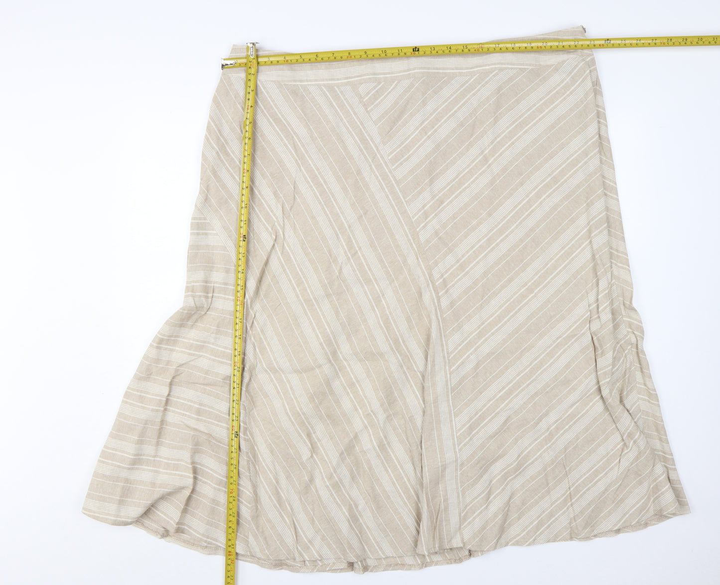 Bonmarché Women’s Beige Linen Blend A-Line Knee Length Skirt Size 24