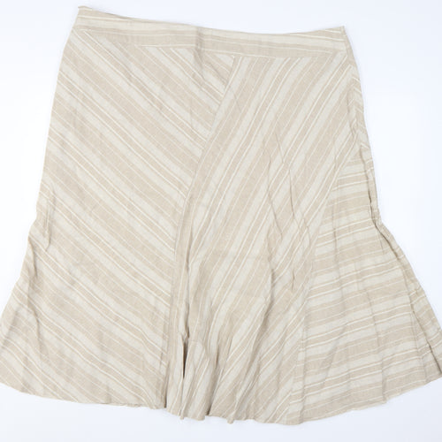 Bonmarché Women’s Beige Linen Blend A-Line Knee Length Skirt Size 24