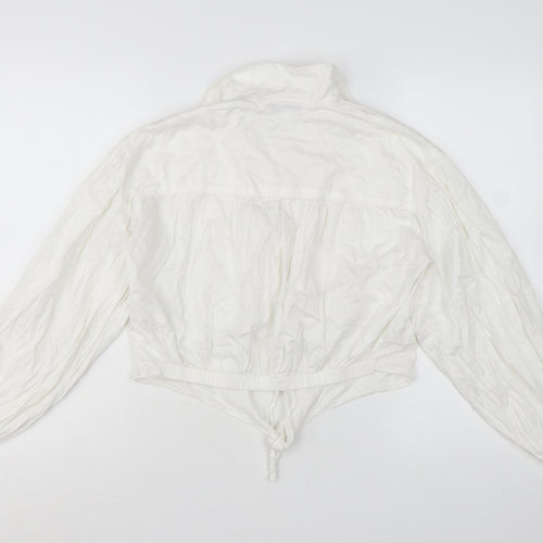 Topshop Petite White Cotton Cropped Button Blouse UK 6