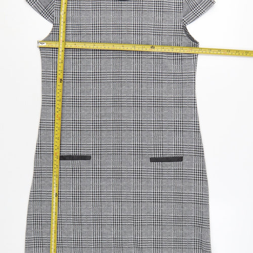 Paper Scissors Women’s Grey Check Shift Dress Size M Short Sleeve