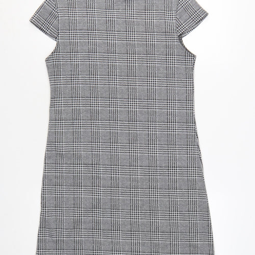 Paper Scissors Women’s Grey Check Shift Dress Size M Short Sleeve