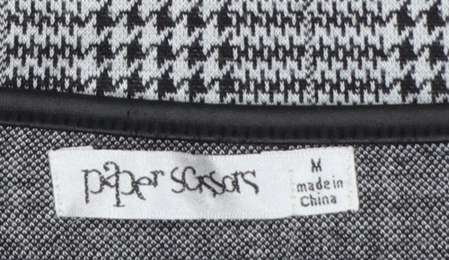 Paper Scissors Women’s Grey Check Shift Dress Size M Short Sleeve