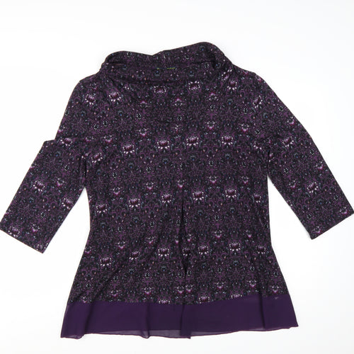 Sugar Crisp Women Purple Cowl Neck Tunic Jumper L