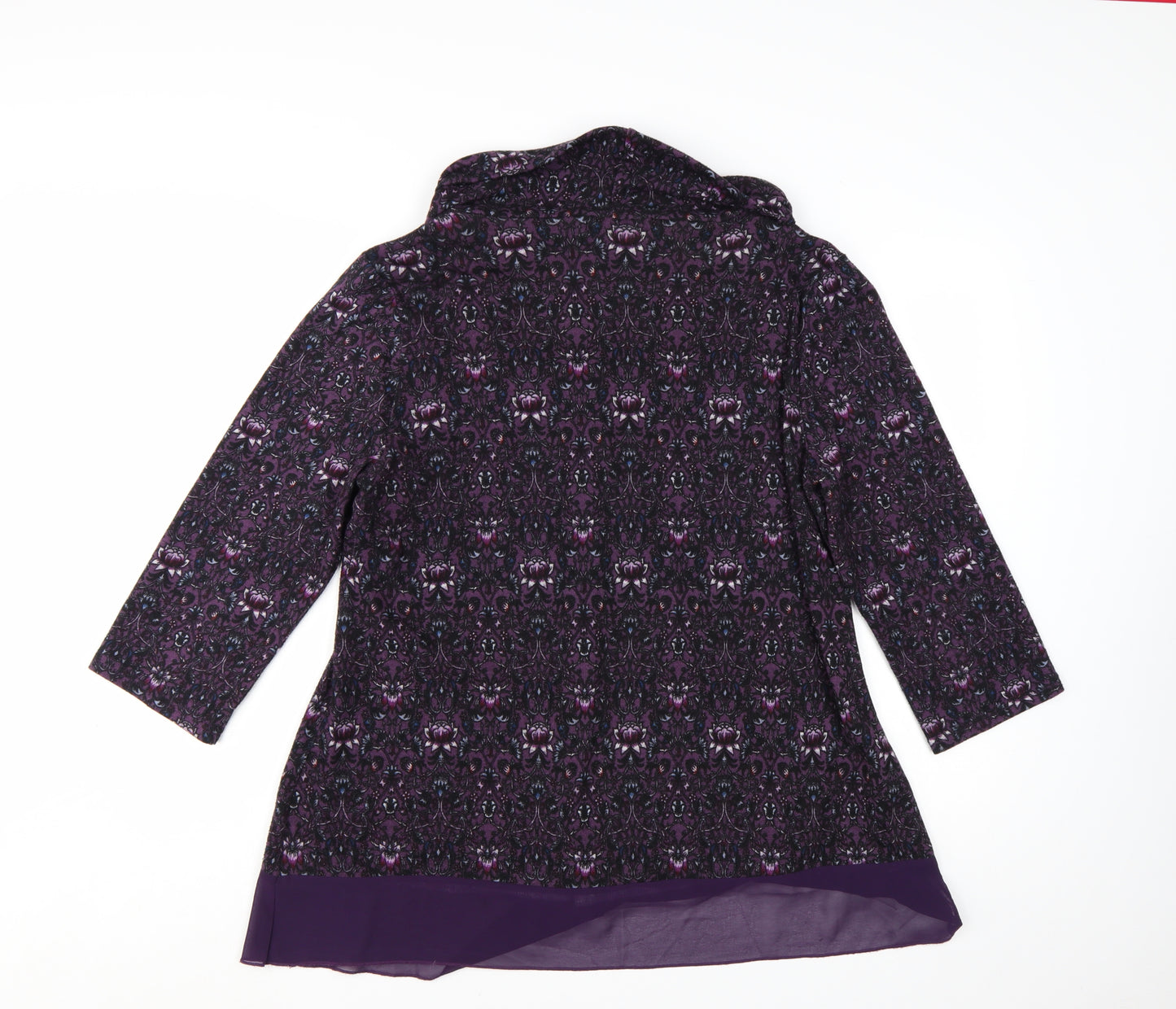 Sugar Crisp Women Purple Cowl Neck Tunic Jumper L