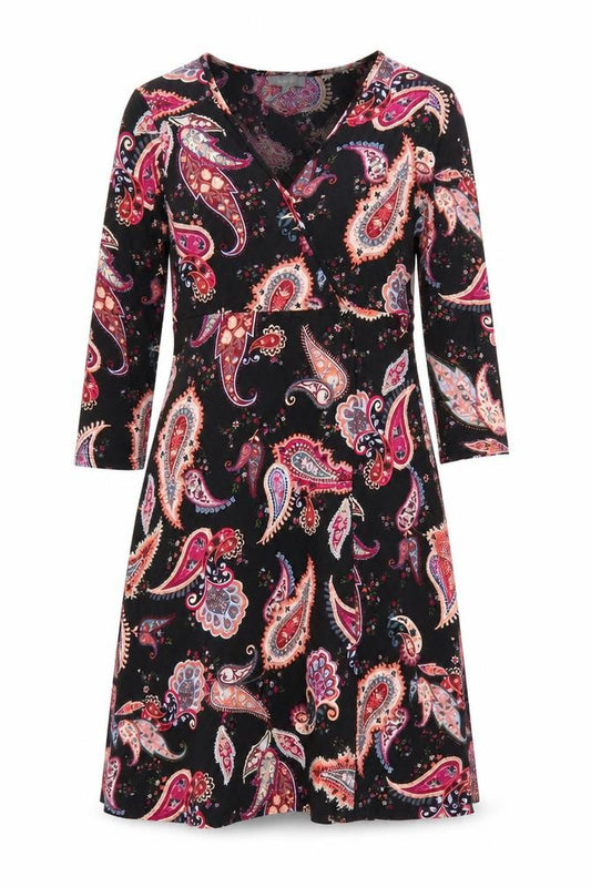Front view of Principles Women’s Multicoloured Paisley Knee Length A-Line Dress, size UK 14