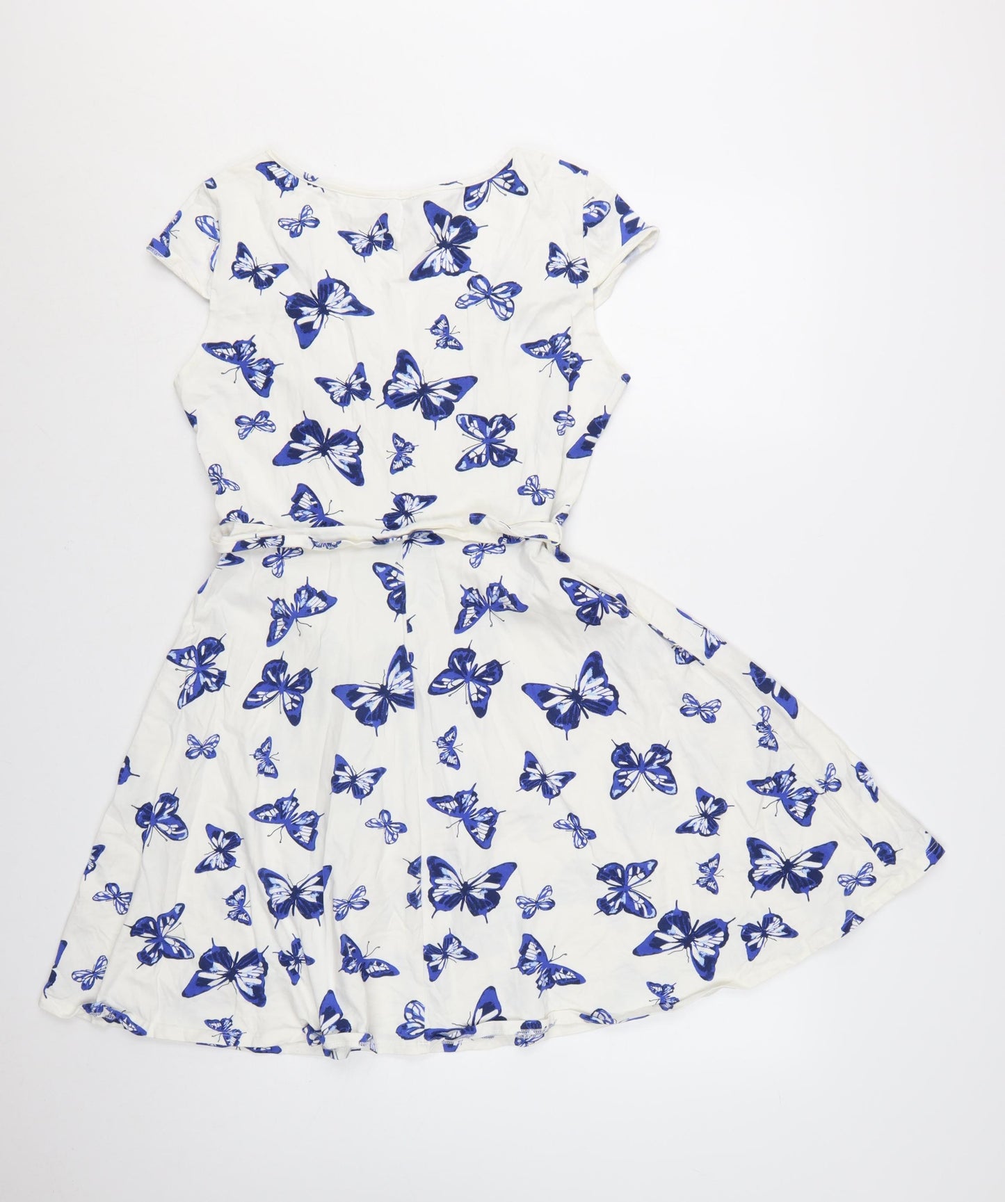 Dorothy Perkins Women’s White Butterfly Knee Length Fit & Flare Dress Size 14