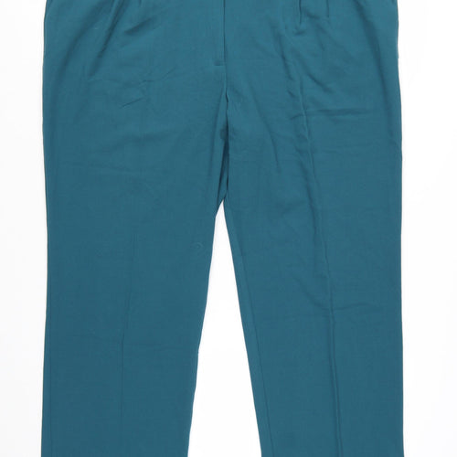 Damart Women’s Green Plus Size 24 Pleated Straight Leg Trousers