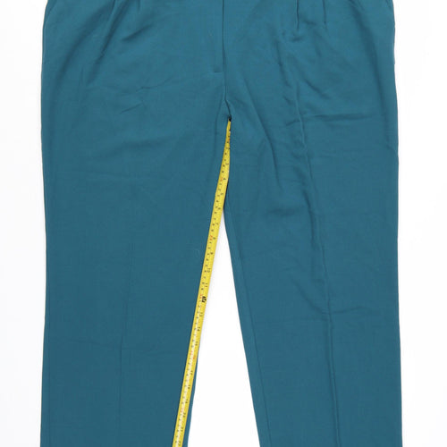 Damart Women’s Green Plus Size 24 Pleated Straight Leg Trousers