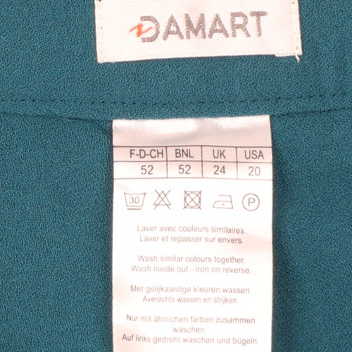 Damart Women’s Green Plus Size 24 Pleated Straight Leg Trousers