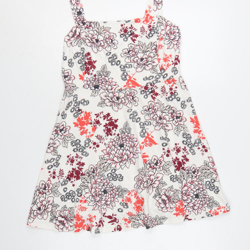 Dorothy Perkins Women’s White Floral A-Line Sleeveless Jersey Dress Size 14