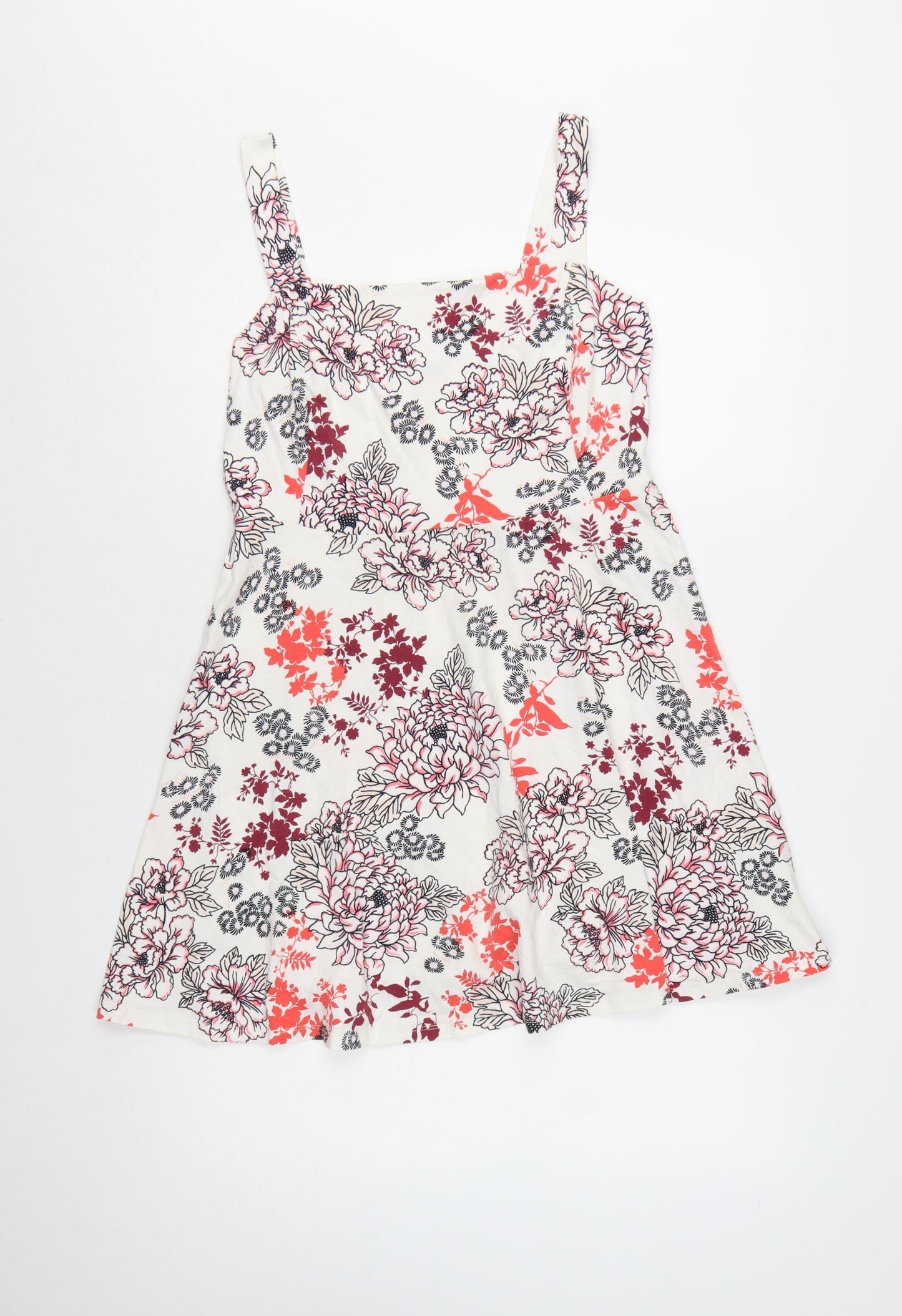 Dorothy Perkins Women’s White Floral A-Line Sleeveless Jersey Dress Size 14