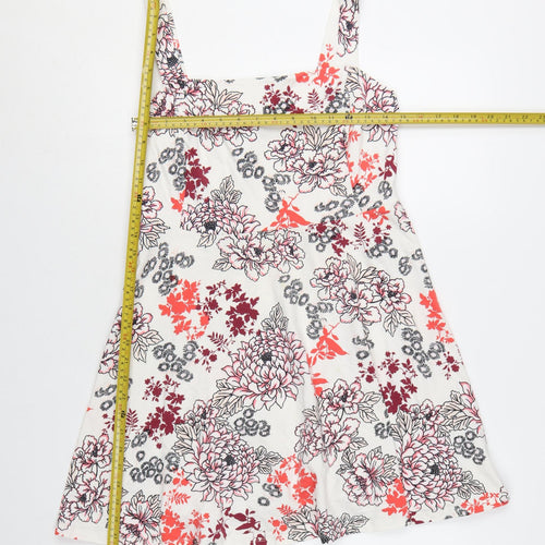 Dorothy Perkins Women’s White Floral A-Line Sleeveless Jersey Dress Size 14