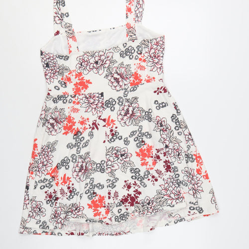 Dorothy Perkins Women’s White Floral A-Line Sleeveless Jersey Dress Size 14