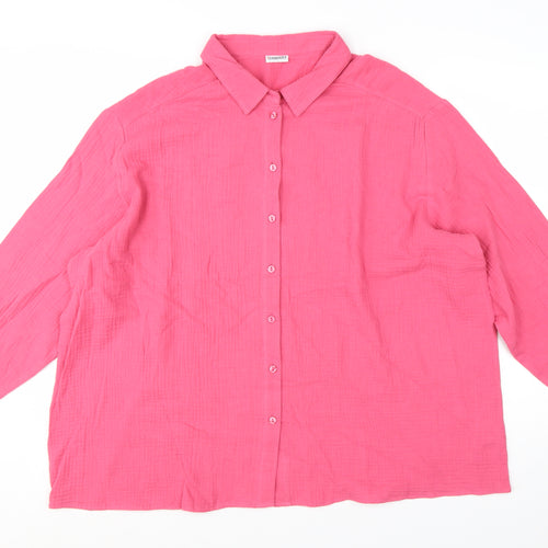 Damart Womens Pink Cotton Long Sleeve Button-Up Shirt Size 24