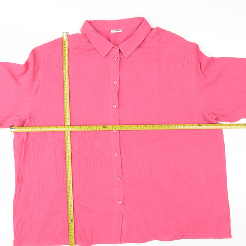 Damart Womens Pink Cotton Long Sleeve Button-Up Shirt Size 24