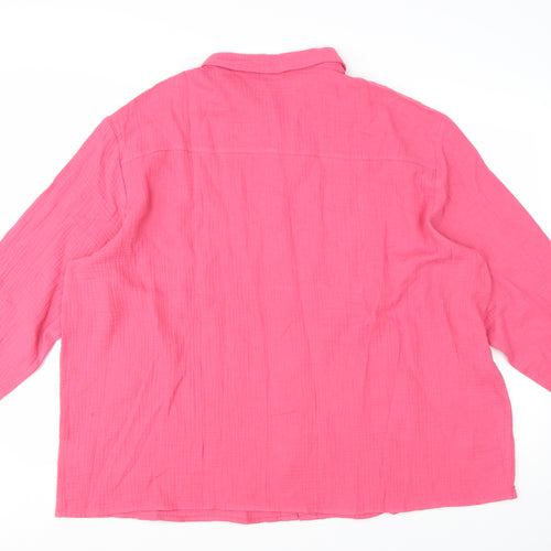 Damart Womens Pink Cotton Long Sleeve Button-Up Shirt Size 24