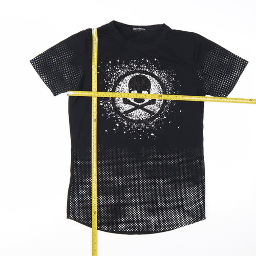 BerryDenim Unisex Black Skull Graphic Stretch T-Shirt L