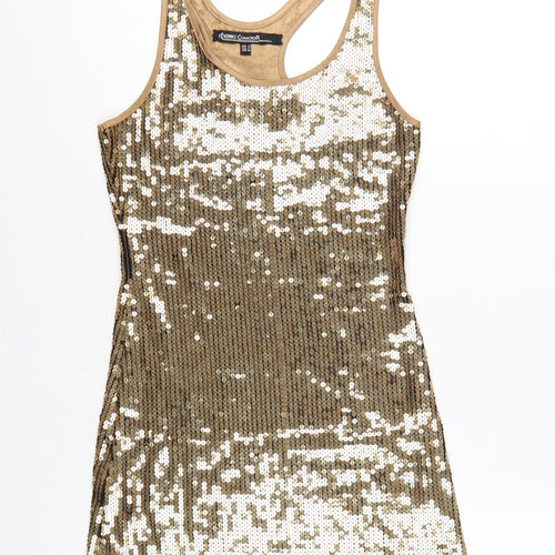 Evening Collection Women Gold Sequin Bodycon Dress Size 10
