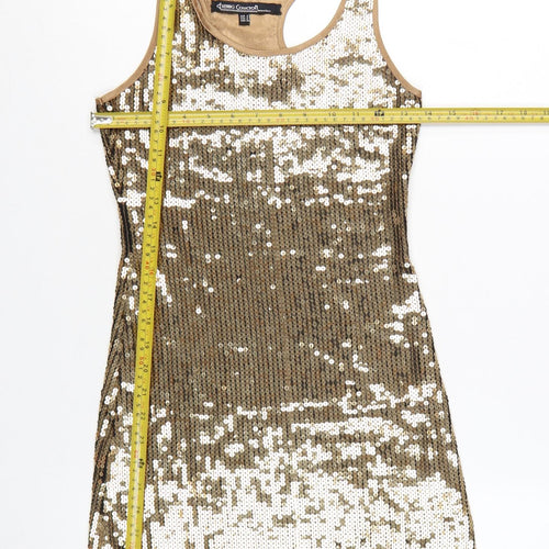 Evening Collection Women Gold Sequin Bodycon Dress Size 10