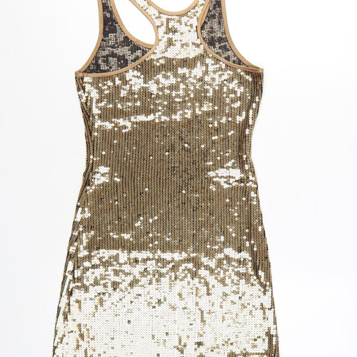 Evening Collection Women Gold Sequin Bodycon Dress Size 10