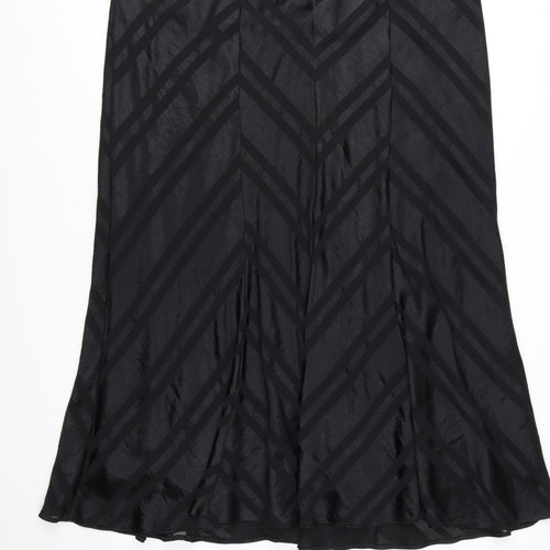 Evans Womens Black Size 24 Plus Midi A-Line Satin Skirt