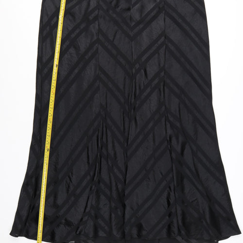 Evans Womens Black Size 24 Plus Midi A-Line Satin Skirt