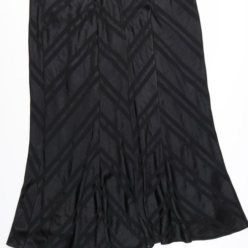 Evans Womens Black Size 24 Plus Midi A-Line Satin Skirt