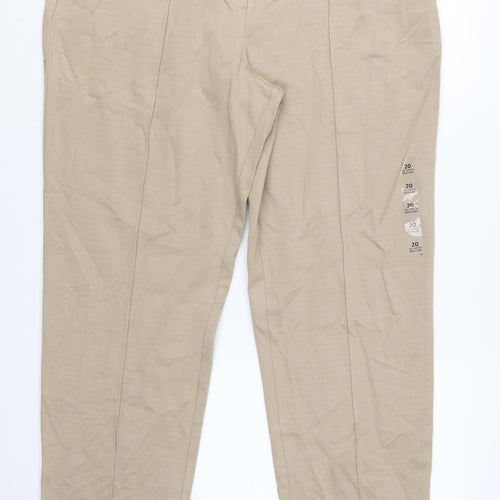 Marks and Spencer Women Beige Size 20 Regular Viscose Blend Trousers