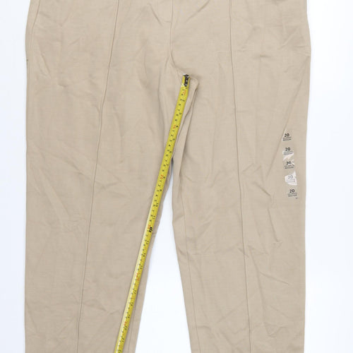 Marks and Spencer Women Beige Size 20 Regular Viscose Blend Trousers