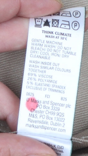 Marks and Spencer Women Beige Size 20 Regular Viscose Blend Trousers
