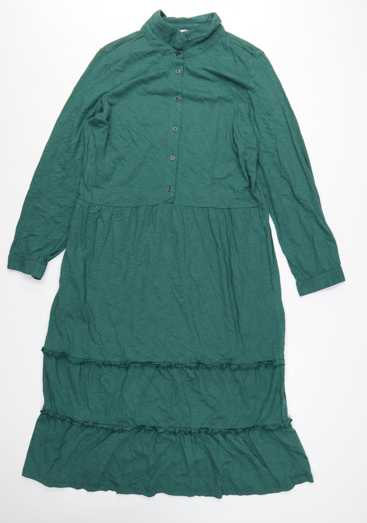 Lily & Me Women’s Green Cotton Midi Shirt Dress UK 18