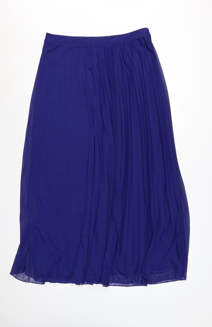 Dorothy Perkins Women's Blue Pleated Midi Skirt Size 14