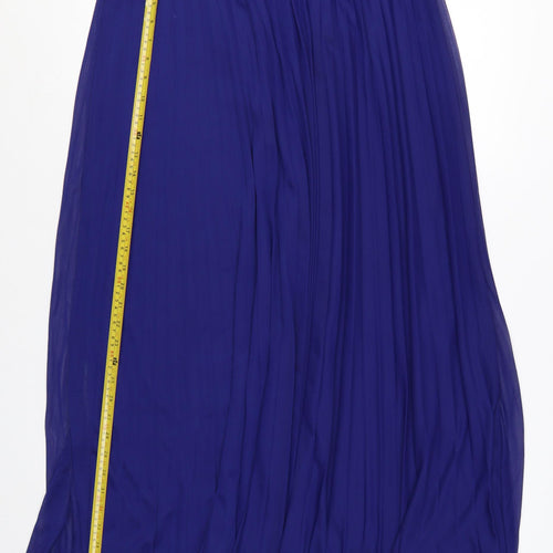 Dorothy Perkins Women's Blue Pleated Midi Skirt Size 14