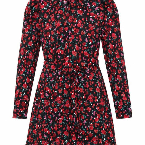 New Look Women’s Black Floral Knee Length Fit & Flare Dress Size 10