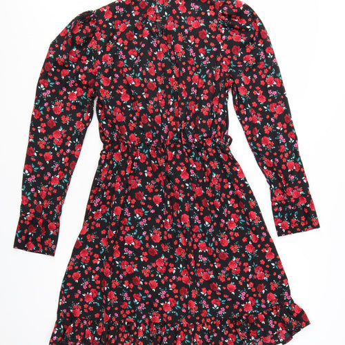 New Look Women’s Black Floral Knee Length Fit & Flare Dress Size 10