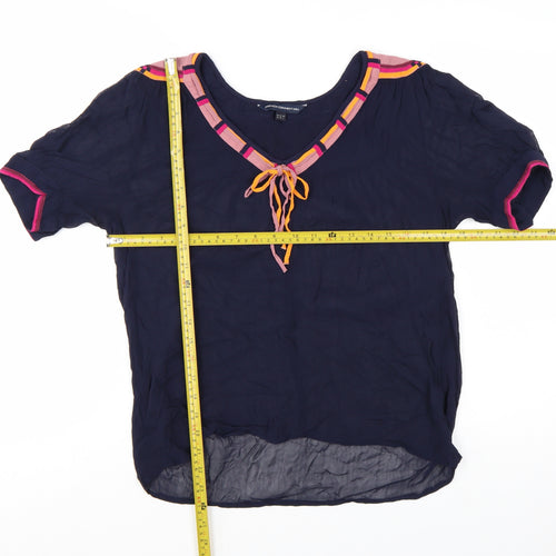 French Connection Women's Blue V-Neck Tunic Blouse Size 10